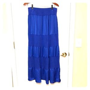 Royal blue long tiered maxi skirt